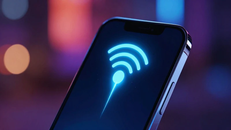 Smartphone moderno con conexión rápida y vibrante fondo