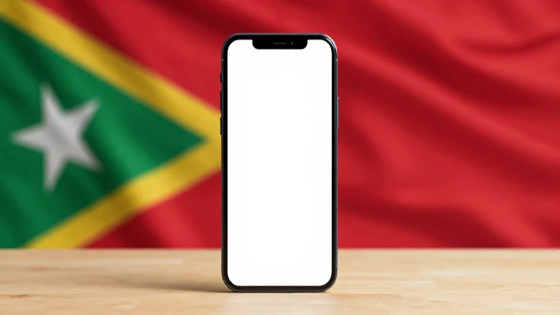 Configuraciones de APN Timor Leste Telkomcel: Guía Completa 4 Simulación móvil con bandera de Timor Oriental