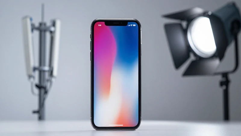 iPhone X difuminado con torres celulares