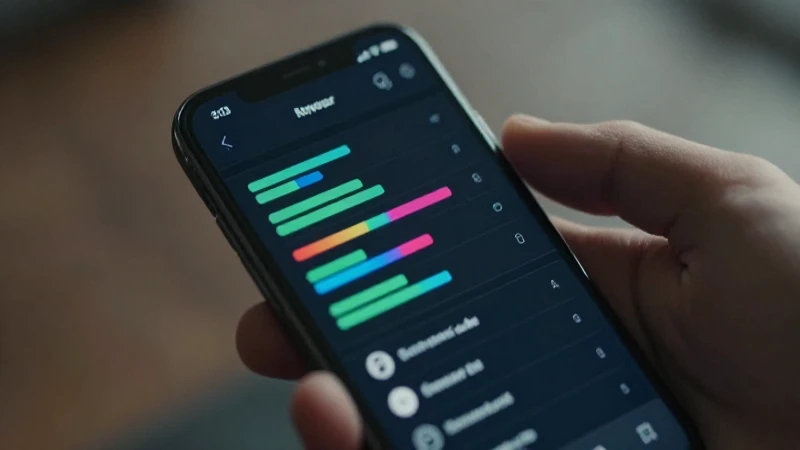 Smartphone muestra redes con barras vibrantes