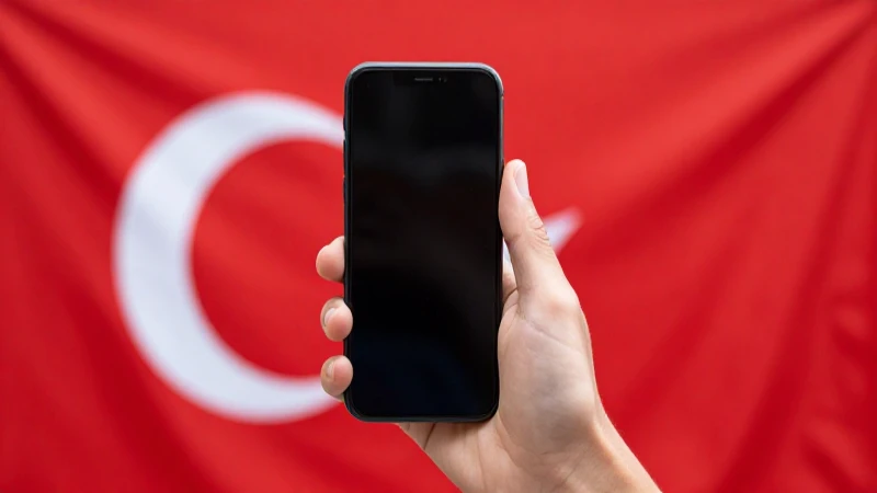 Smartphone en mano, fondo sutilmente turco