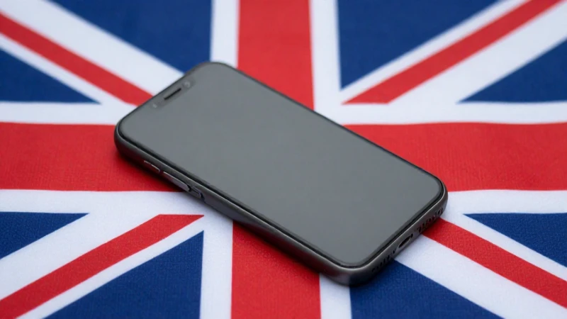 iPhone con fondo de bandera británica