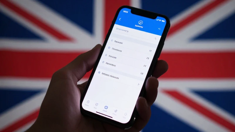 Teléfono muestra ajustes con bandera británica