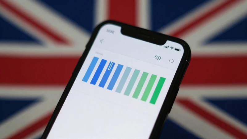 Smartphone muestra señal con bandera británica
