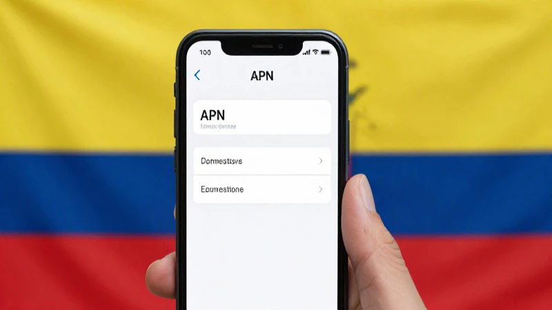 Smartphone con ajustes APN, fondo ecuatoriano