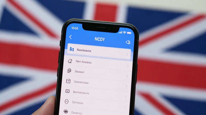 Teléfono muestra ajustes, con bandera británica