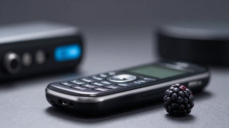 Teléfono Blackberry con fondo tecnológico difuminado