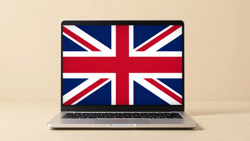Portátil Windows con luz cálida y bandera británica
