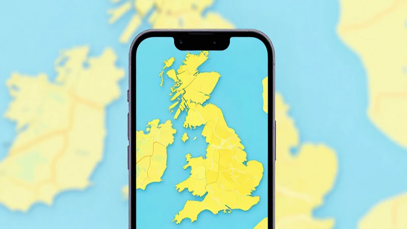Smartphone Android con mapa del Reino Unido