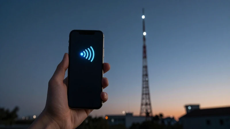 Teléfono muestra señal con torre iluminada
