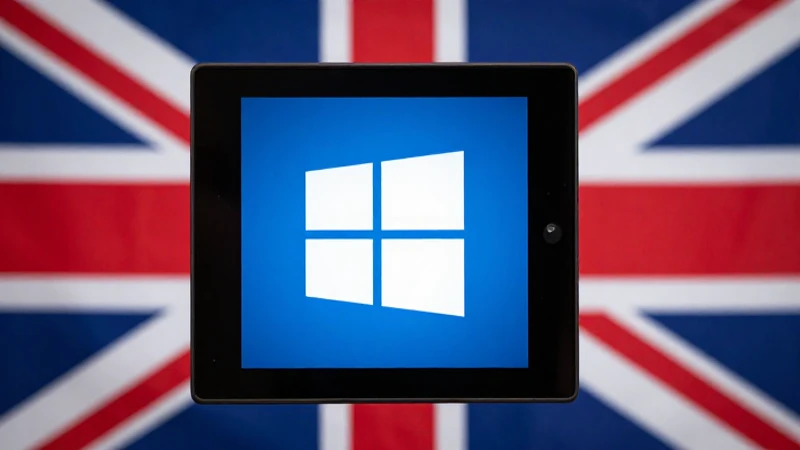 Celular Windows Phone con fondo de bandera británica