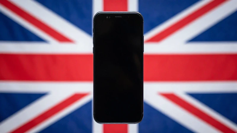Smartphone Android con fondo de bandera británica