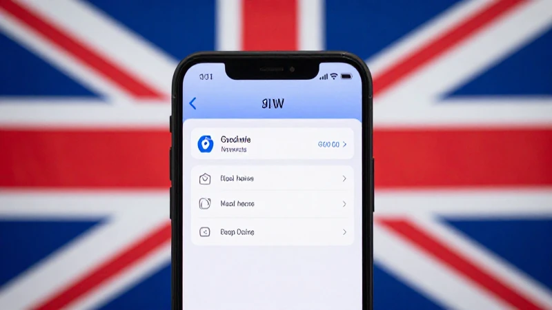Teléfono muestra ajustes de red británicos