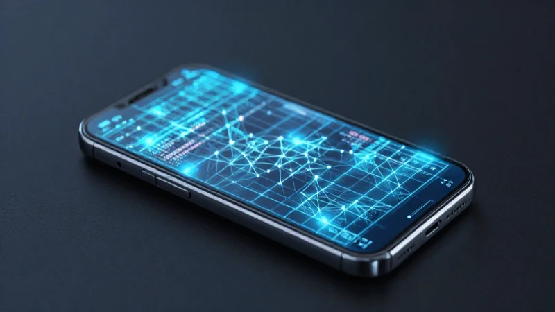 Smartphone futurista con estética cibernética brillante