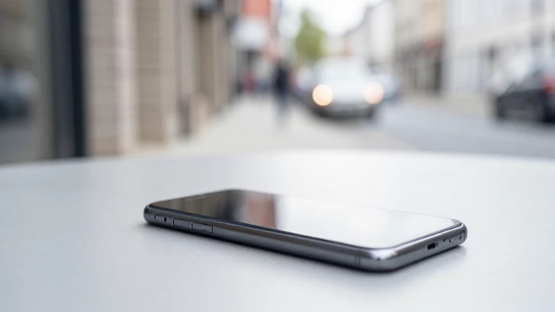Smartphone sobre la mesa, fondo borroso