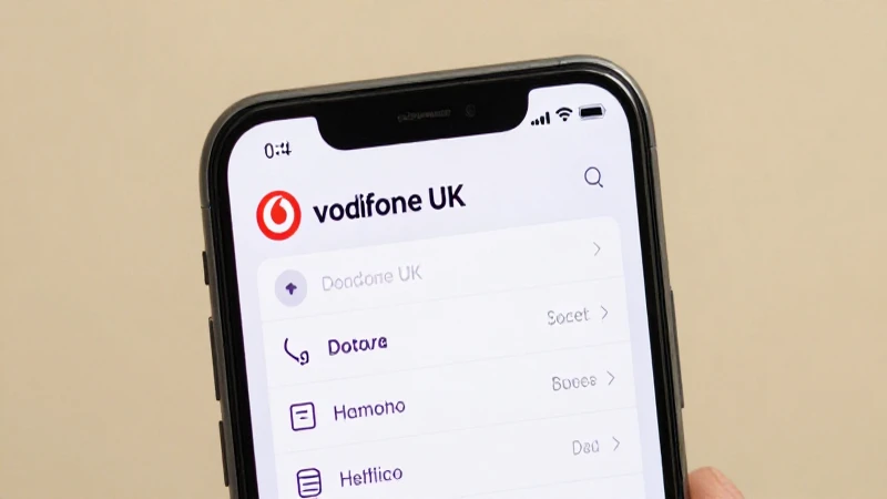 Pantalla muestra ajustes y red Vodafone