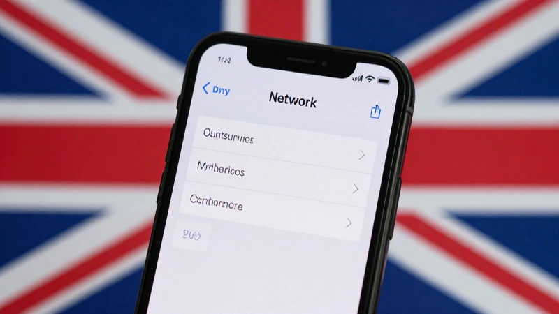 Pantalla británica con ajustes de red suaves