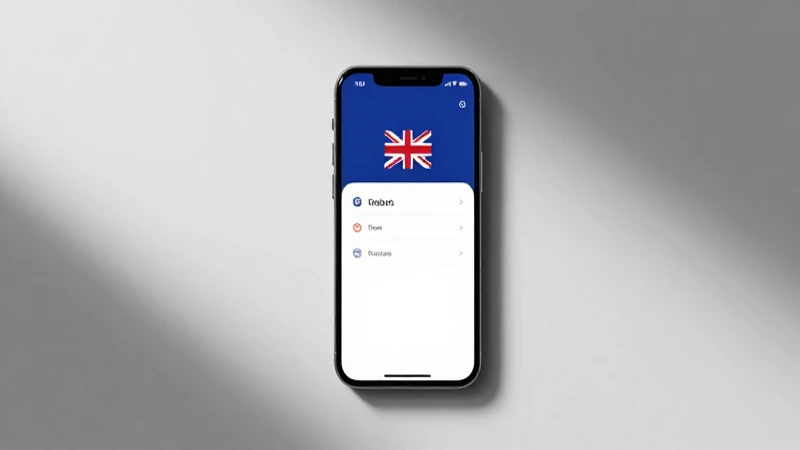 Smartphone con ajustes de red y bandera británica