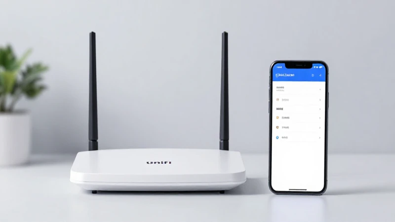 Router Unifi, smartphone y fondo limpio