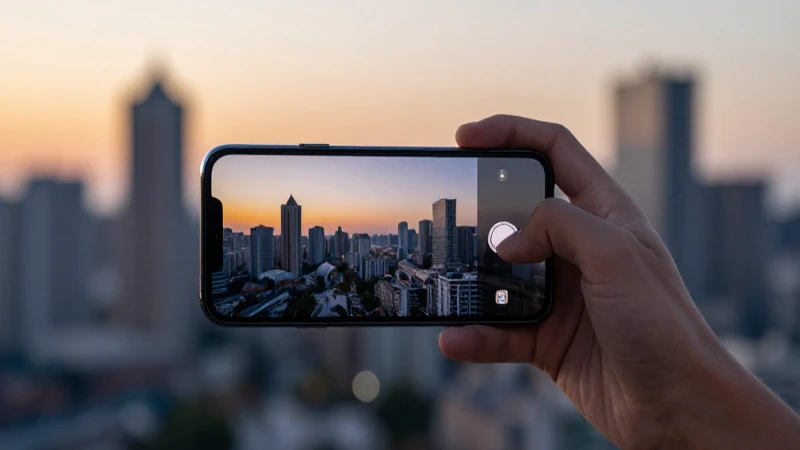 Smartphone moderno con fondo difuminado y cinematográfico