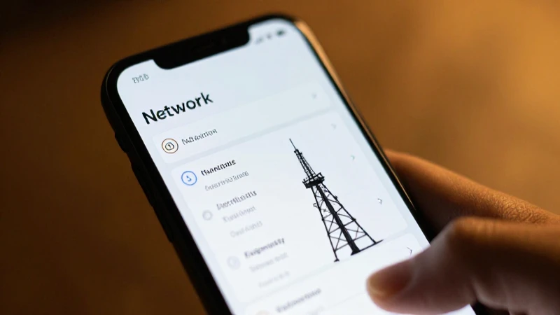 Smartphone muestra ajustes con torre de celular