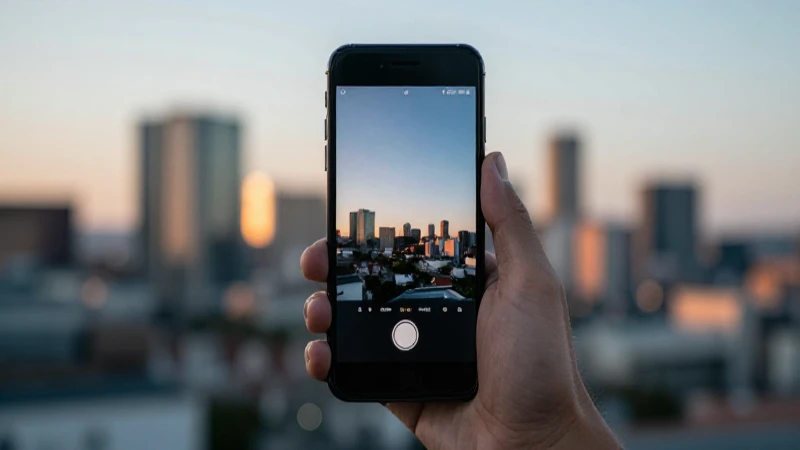 Smartphone Android con fondo urbano cinematográfico