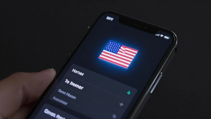Pantalla muestra configuración de red y bandera estadounidense