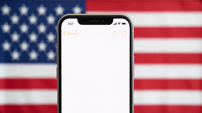 Primer plano de iPhone con fondo de bandera estadounidense