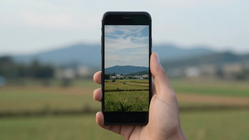 Smartphone andaluz en paisaje rural suave