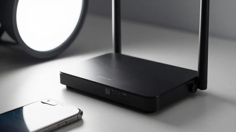 Foto tenue de iPhone y router inalámbrico