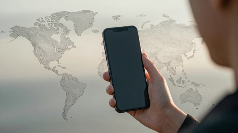 Viajero con mapa digital y luz suave