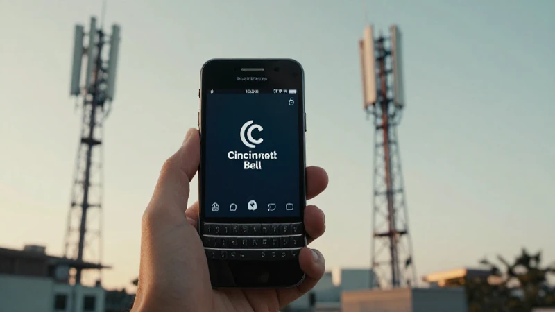 Teléfono BlackBerry con torres de fondo