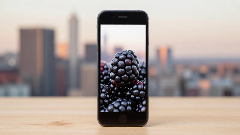 Smartphone negro con fondo urbano suave