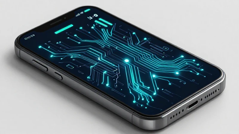Teléfono mostrando señal con circuitos brillantes