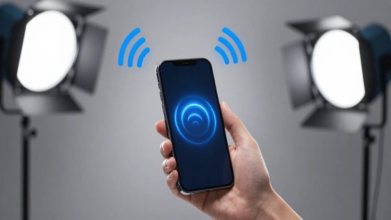 Smartphone iluminado con enfoque selectivo inalámbrico