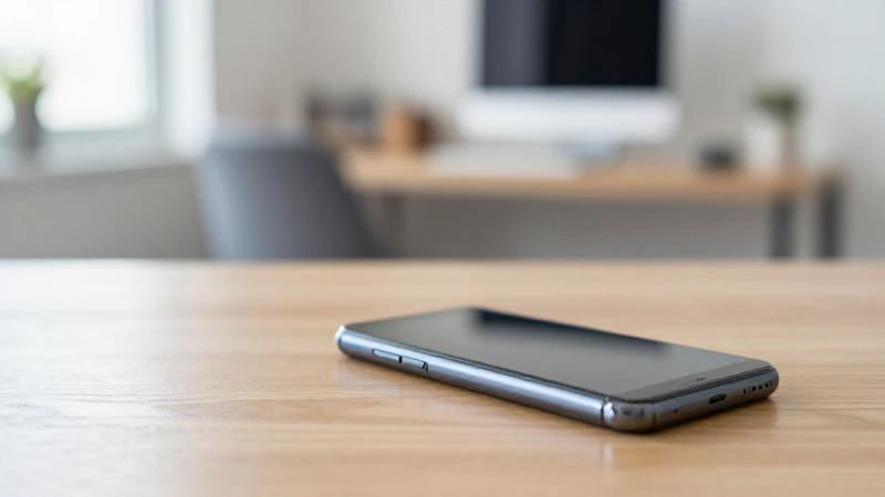 Smartphone sobre mesa, ambiente hogareño suave