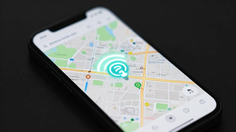 Mapa en smartphone con señal GPS brillante