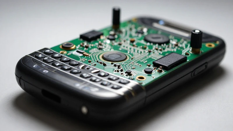 Teléfono BlackBerry sobre placa detallada iluminado suavemente