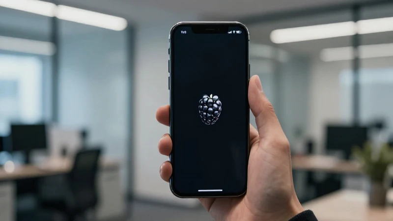 Smartphone BlackBerry con señal en oficina moderna