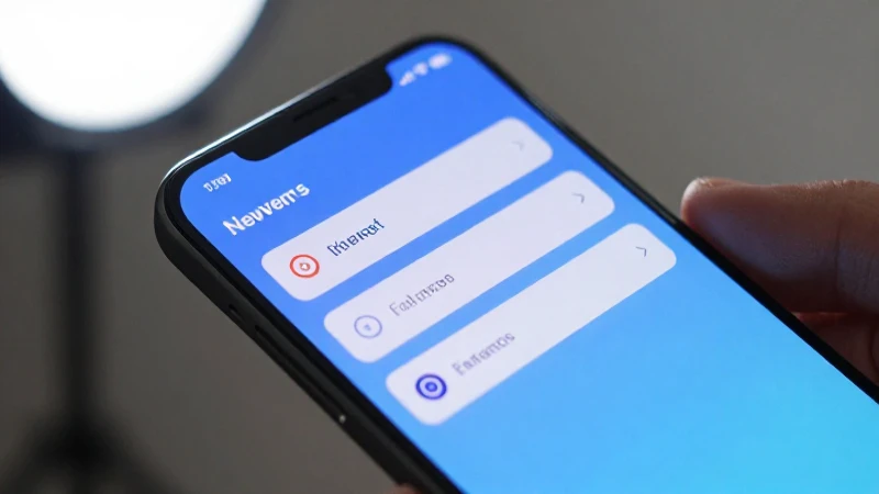 Smartphone Android muestra menú azul con luz suave