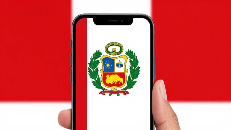 Smartphone sobre fondo de la bandera peruana
