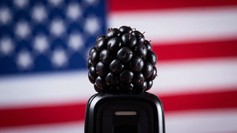 Teléfono Blackberry con fondo patriótico dramático