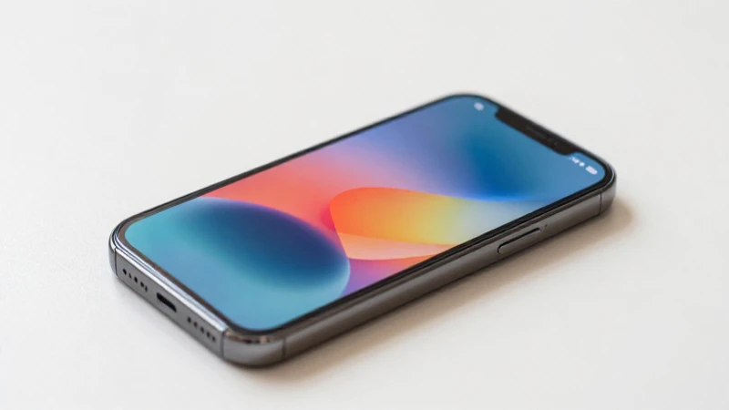 Smartphone sobre mesa, formas abstractas suaves