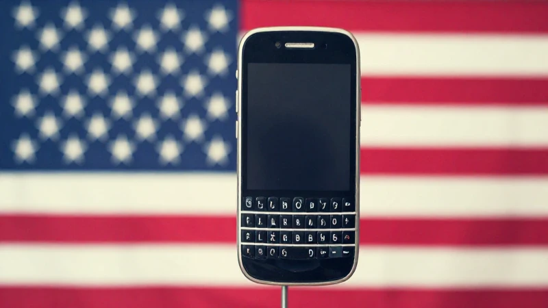 Teléfono Blackberry retro con fondo americano