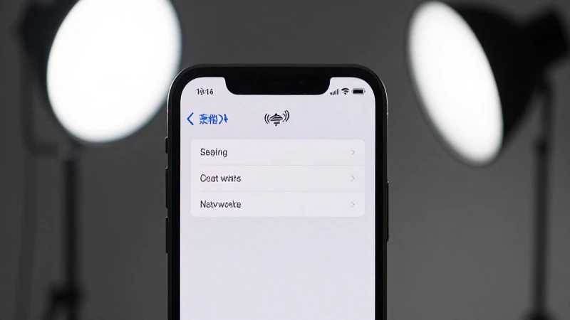 Pantalla de iPhone con ajustes e icono celular