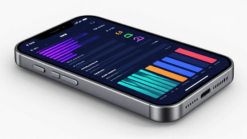 Teléfono inteligente muestra datos e iconos brillantes