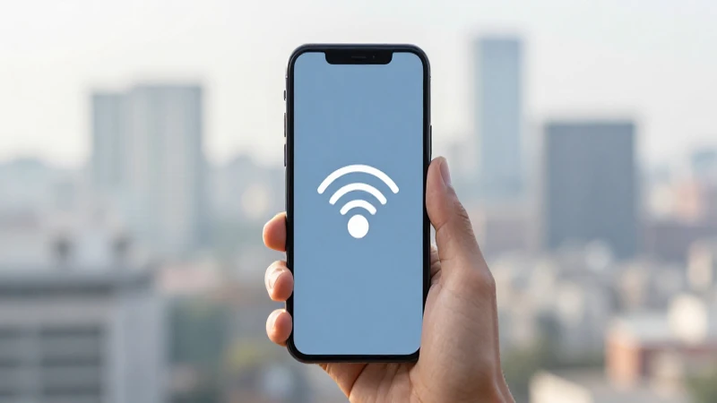 Teléfono muestra señal con paisaje difuminado