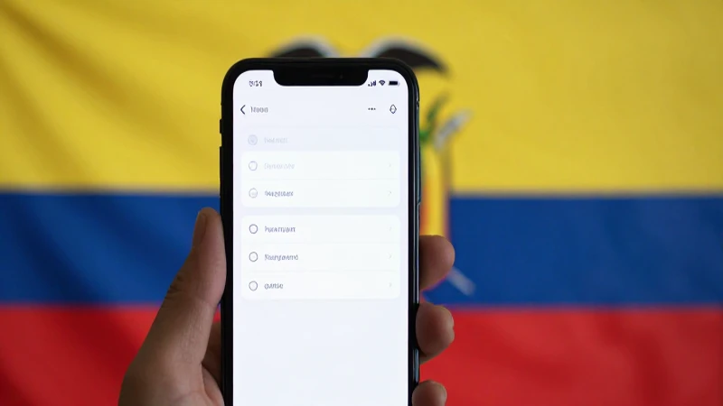 Smartphone mostrando ajustes con bandera ecuatoriana