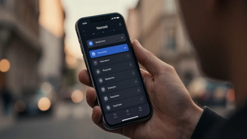 Smartphone mostrando ajustes, fondo urbano borroso