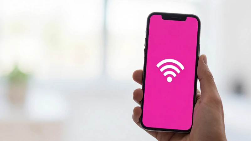 Pantalla magenta, señal wifi, fondo borroso